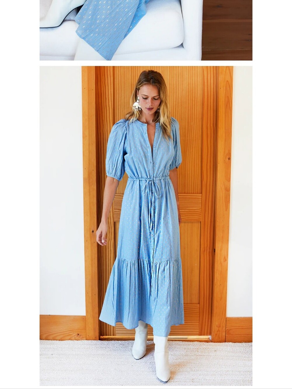 Emerson Fry Frances Dress Blue Swiss Dot